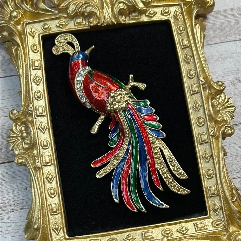 Colorful Jumbo Vintage/Vintage Inspired Peacock Brooch